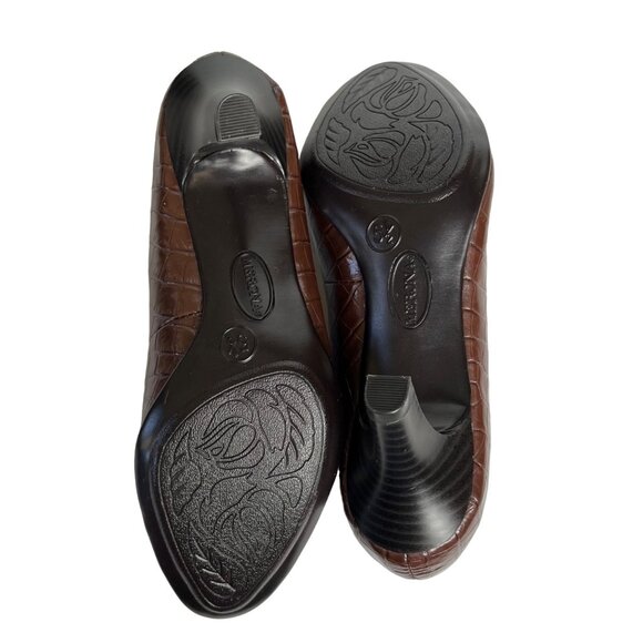 Merona Pumps Heels Shoes Womens Size 5.5 Brown Faux Leather Crocodile Print - Picture 6 of 11